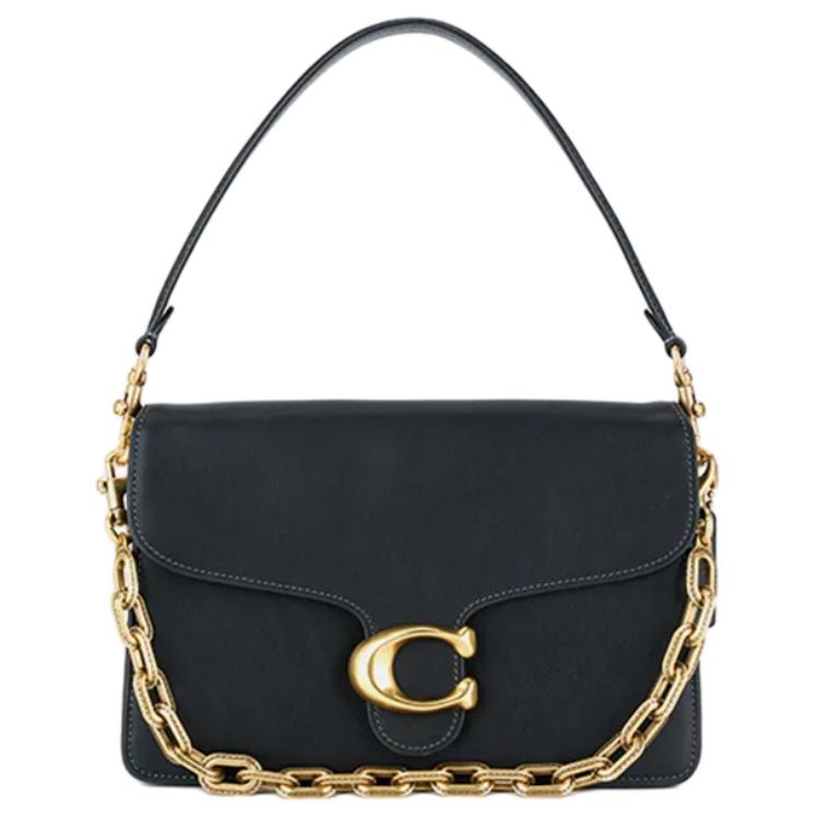 

Coach Tabby 26 Gold Metal Logo Leather Shoulder Bag Medium Women Shoulder Bag Black CAF52-B4BK Basic Set (Bag+Dust Bag)