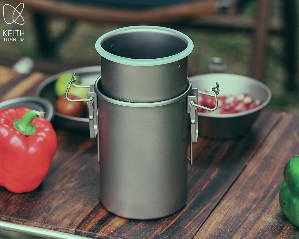 KEITH Pure Titanium Cookware 900ml Ultralight Durable Multifunctional Rice Suitable for Direct Flame and Outdoor Camping with Storage Bag Tableware,