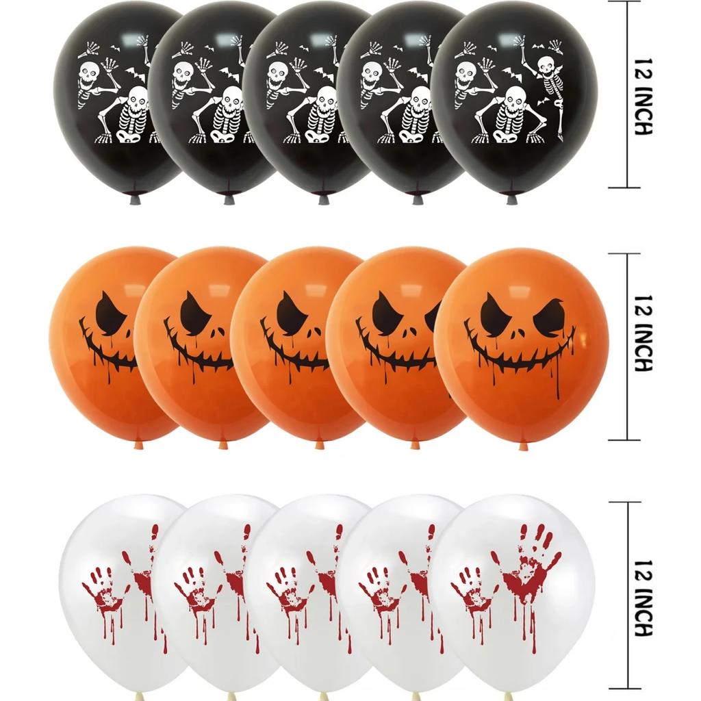 10/12 In Latex Balloons 3 Styles Bloody Hand and Skull Scary Expression Balloons for Halloween Party Decoration Supplies