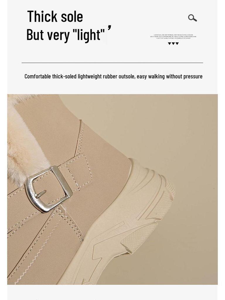 Women's Thick-Soled Non-Slip Winter Snow Boots with Plush Velvet Lining