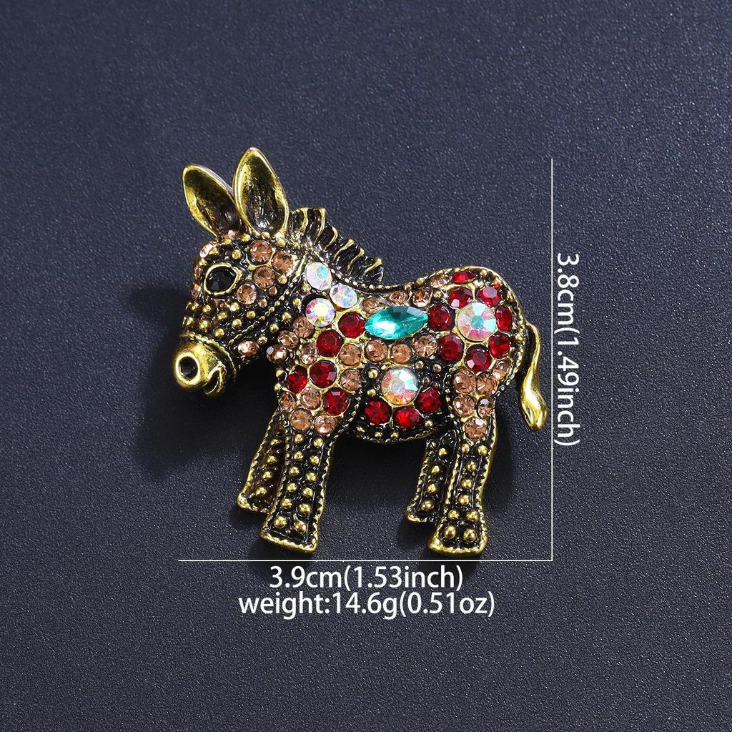 "Vintage Donkey Rhinestone Brooch: Creative Animal Pin Jewelry Accessory"