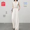 MINISO Women's Linen Blend High-Waist Wide-Leg Pants