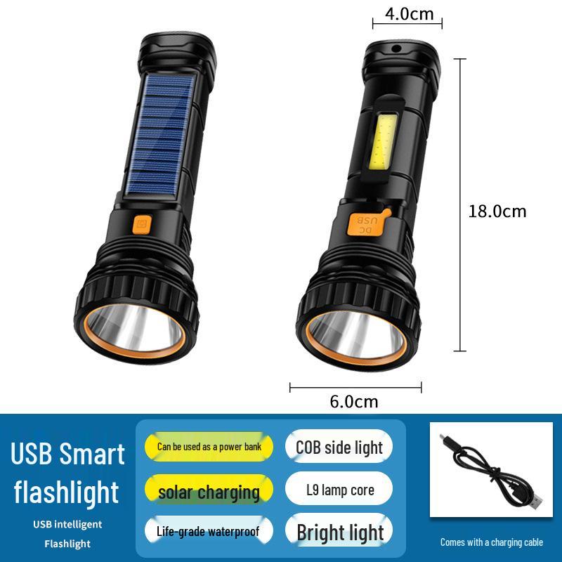 Ultra-Bright Outdoor Solar Flashlight: Long Battery Life, Rechargeable, Portable Handheld, 100,000 Lumens Spotlight