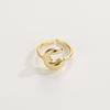 Adjustable Open Ring In 18K Gold Plated Copper With Q-Style Alphabet Letter Design Men Women