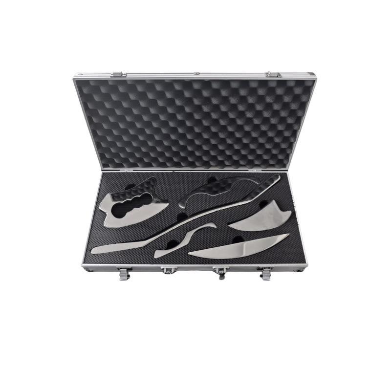 

Набор из шести фасциальных ножей, нержавеющая сталь, полный набор для движения мышц, расслабления меридианов, массажа шейной мембраны, толщина 8 мм Multifunctional 6-piece set (thickness: 8mm)