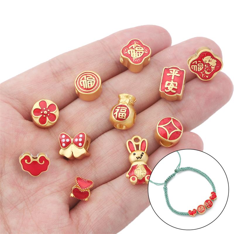 Gold Plated Oil Drip Charms Copper Beads and Accessories for Vintage DIY Jewelry