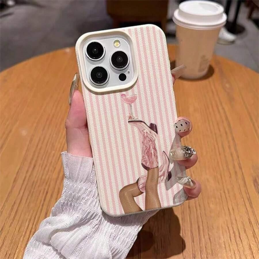 Fashion Pink Stripe Cowboy Boots Case For iPhone 17Air 16 15 14pro 13 12 11 Pro Max Plus Luxury Y2K Aesthetic Soft TPU Cover