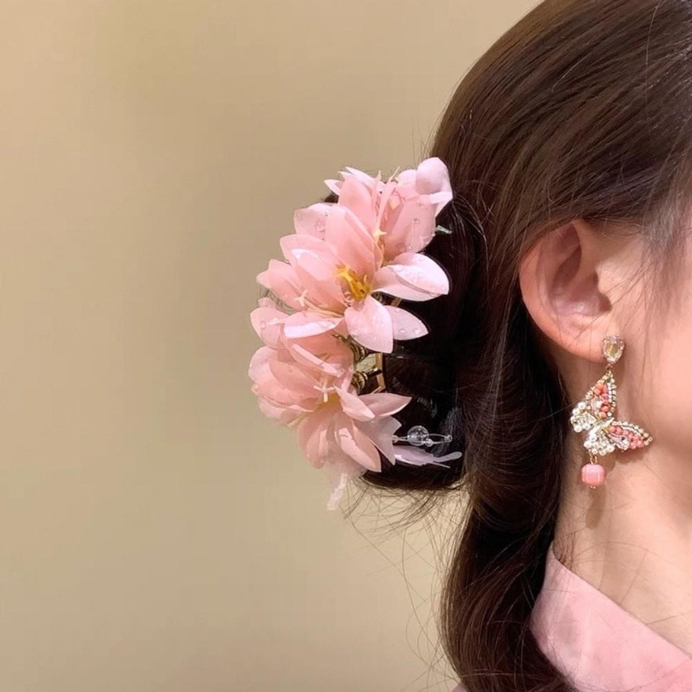 Large Chinese Style Side Clip Fairy Bride Hair Accessories Headdress Flower Hair Stick  Female