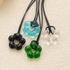 Retro Minimalist Fashion Free Knotting Flower Pendant Wax Thread Necklace Clavicle Chain