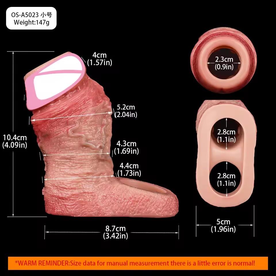 FAAK Realistic Penis Sleeve Size S M L XL Silicone Open-ended Dick Sheath Ring Realistic Hollow Dildo Sex Toy Cock Enlargement
