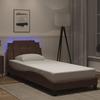 VidaXL Bed Frames with LED Lights, Upholstered Bed, Single Bed, Indoor Bedroom Adult Bed, Modern, Brown 3214091