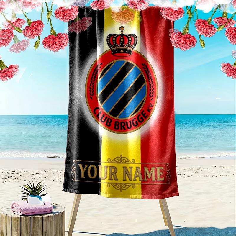 Name Custom Club Brugge Logo Print Beach Towel, Large Soft Quick Dry Towel for Beach Camping Swimming