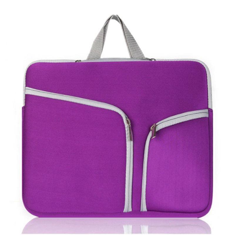 

11/13/14/15/17 дюймів Протиударна сумка для ноутбука Дві кишені на блискавці Приховати ручку Сумка для ноутбука 15 фіолетовий