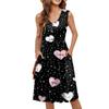 Women's Casual Fashion Sexy V-Neck Button Decoration Sleeveless Valentine's Day Tunic Dress