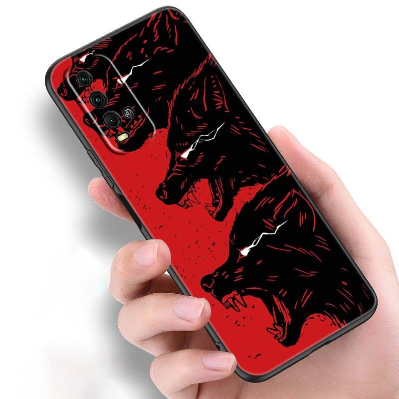Tier Wolf Kunst Silikon Telefon Fall Für Xiaomi Redmi Hinweis 11 10 9 8 Pro 11T 10T 10S 9S 8T 9 9A 9C 9T Schwarz Soft Cover Coque