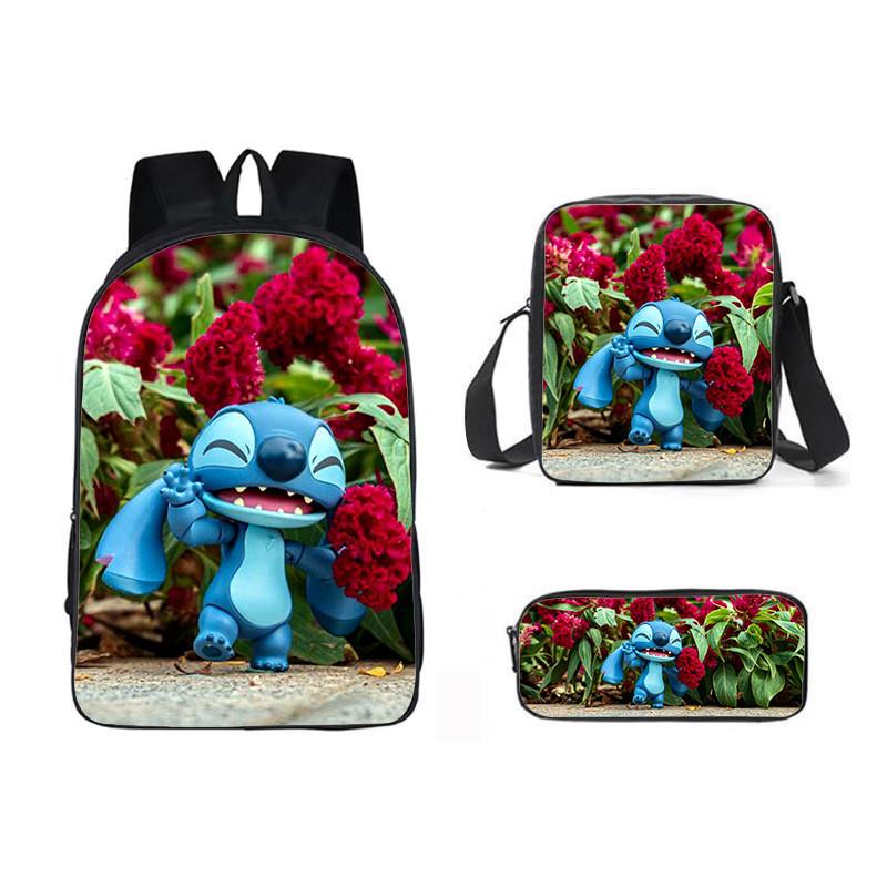 Stitch Cartoon Backpack For Kids Oxford Fabric Waterproof School Bag With Breathable Straps