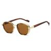 New Retro Round Gradient Women Sunglasses  Personality Brand Wood Grain Temple Design Simple Classic Trend Men Glasses Uv400