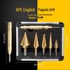 British 5-Piece Aluminum Step Drill Bit Set - Black & Yellow Multi-Function Pagoda Drill Tool
