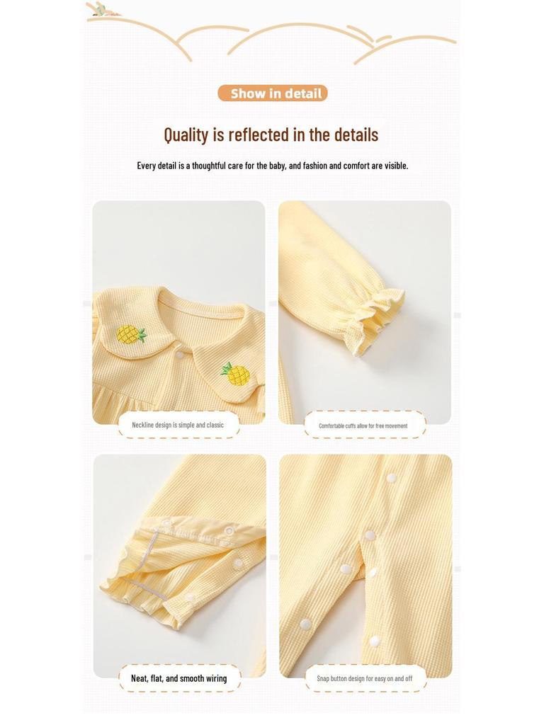 2026 Spring & Autumn Newborn Doll Collar Baby Girl Romper - Super Cute Crawling Outfit