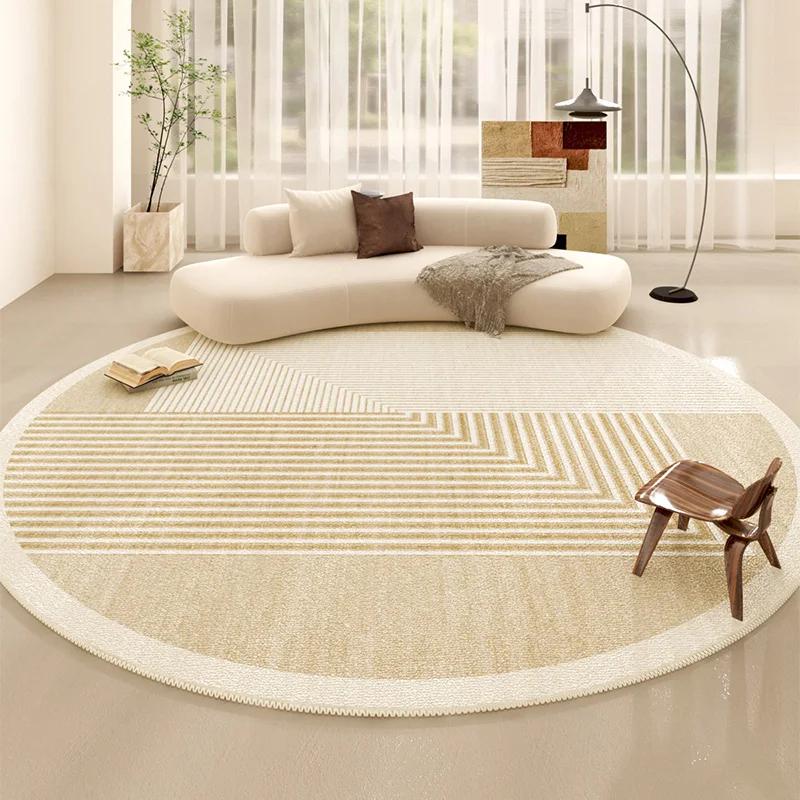 Minimalist Line Living Room Decoration Carpet Japanese-style Round Rugs for Bedroom Fluffy Soft Thicken Rug Home Study Plush Mat