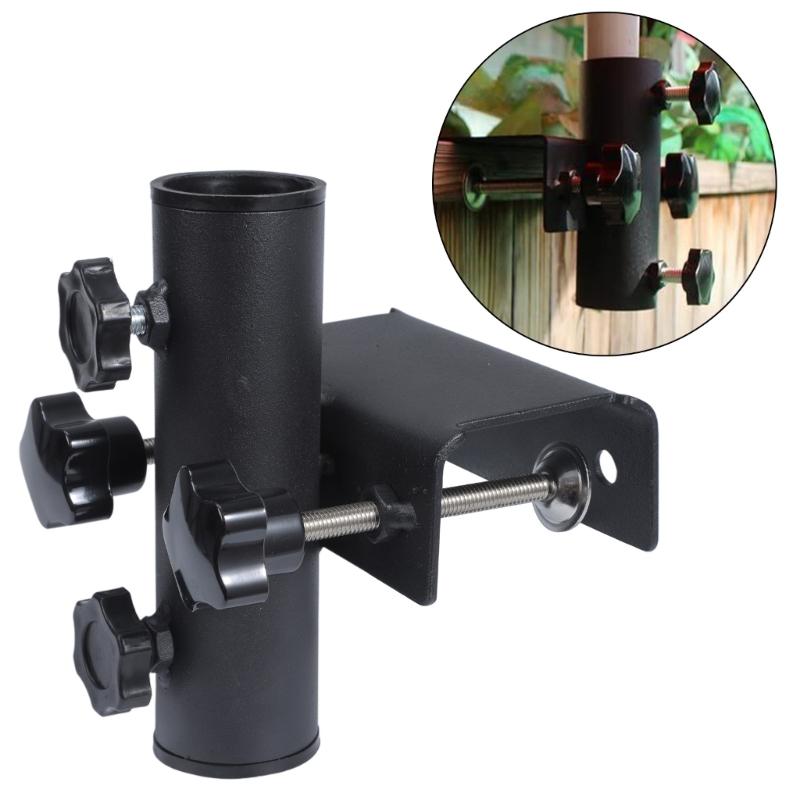 Stable Metal Balcony Railing Mount Parasol Bracket For Outdoor Umbrella Holder With Quick Screw Lock Mechanism
