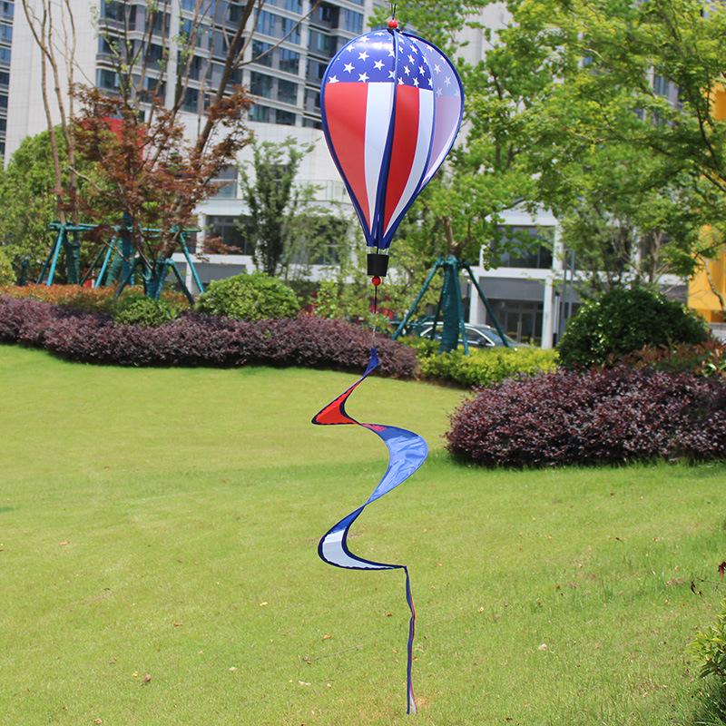 Rainbow Hot Air Balloon Wind Spinner: Rotating Seven-Color Garden Pinwheel with Sequins for Outdoor Decoration