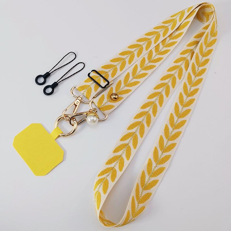 

Long Universal Adjustable Leaf Phone Lanyard for Women Crossbody Single Shoulder Neck Strap Pearl Pendant Hanging Anti Loss Rope