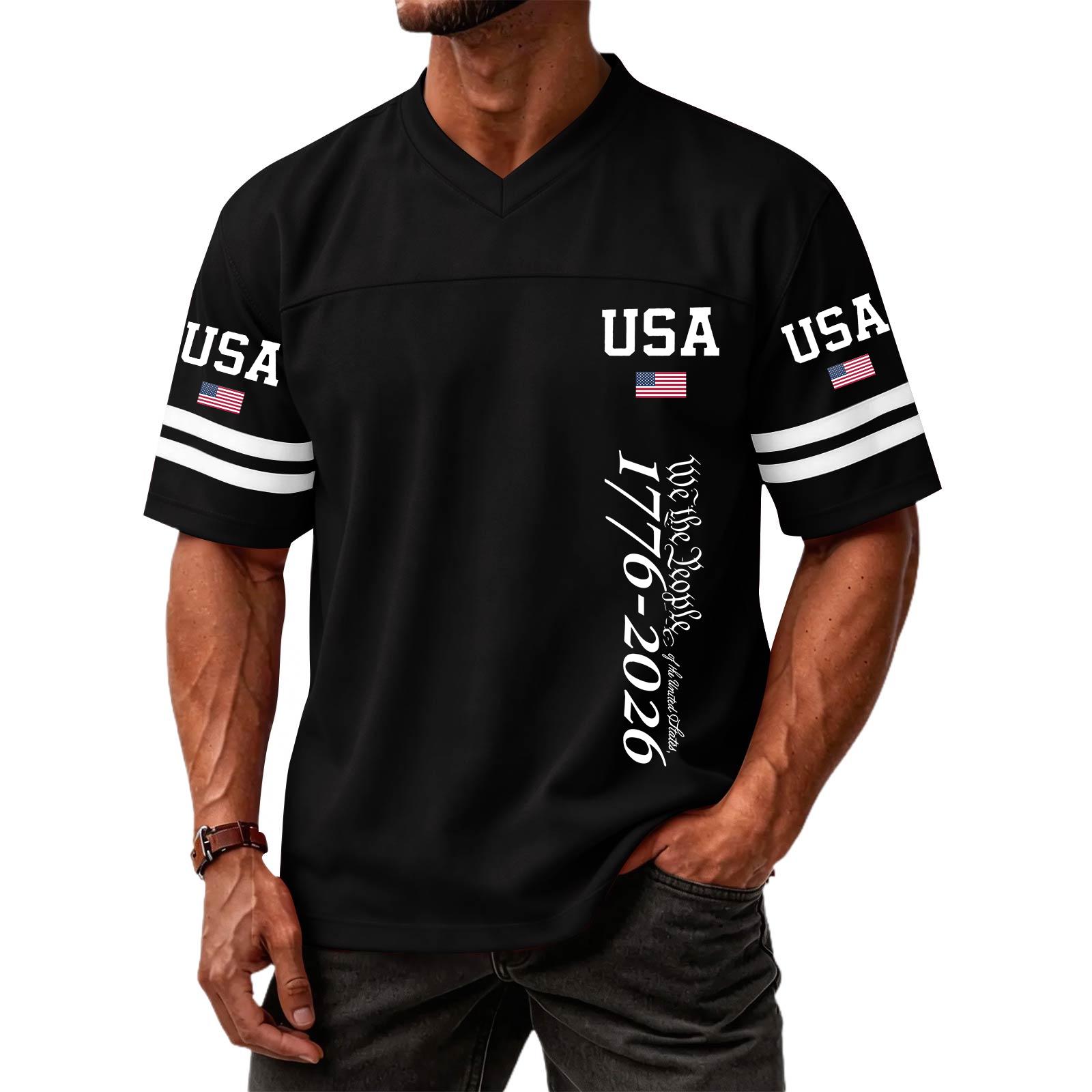 

Men s Casual Fashion V-Neck Independence Day Print Short Sleeve Sports T-Shirt Top L чёрный