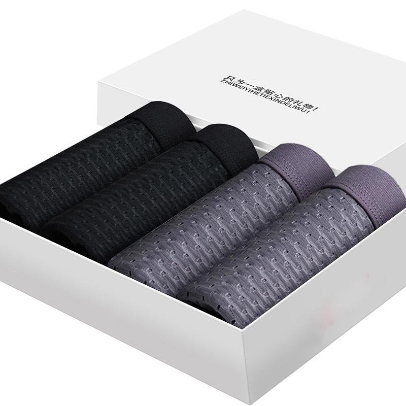 4pcs Men's Underwear Ice Silk Flat Corner Pants Sexy Loose Cool Mesh Square Corner Shorts