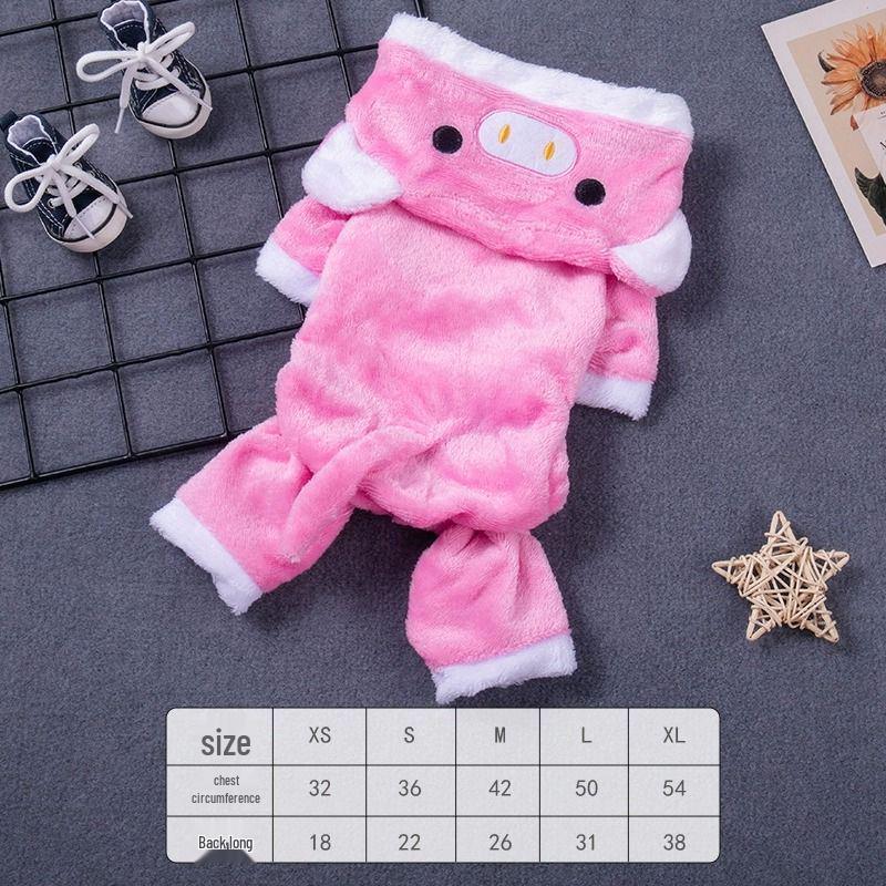 Pig Plush Fleece Costume for Cats & Small Dogs - Autumn/Winter Apparel