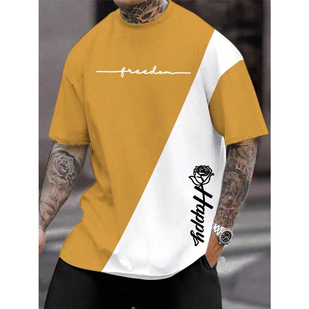 Koszulka męska Odzież Modna Litera i Kwiat 3D Drukowane Koszulki Harajuku Krótki Rękaw Koszulka Casual Oversized Męska Odzież Top