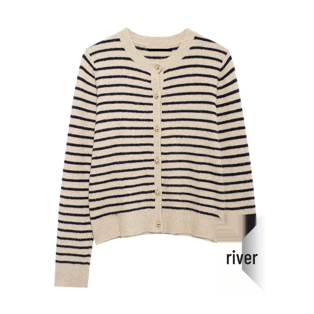2025 Spring Women's Soft Striped Knit Cardigan Sweater