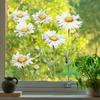 Bílá květinová fólie na okno Odnímatelná vodotěsná PVC květinová statická skleněná nálepka Jarní dekorace okna pro domácnost, kancelář, obývací pokoj