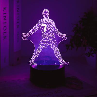 Fußballspieler 3D Nachtlicht, USB-betrieben, Touch-Sieben-Farbwechsel, perfekte Geschenkidee