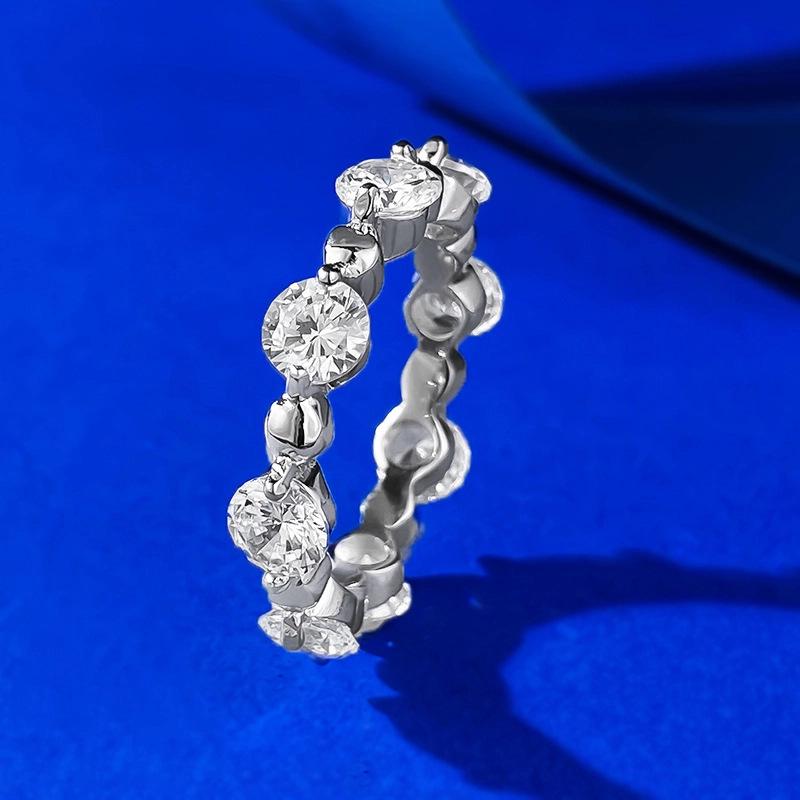 

Кольцо с круглым серебряным шариком Lulu Tong S925 и бриллиантом - Простое, Штабелируемое, Ювелирное изделие Xiaohongshu Size 5