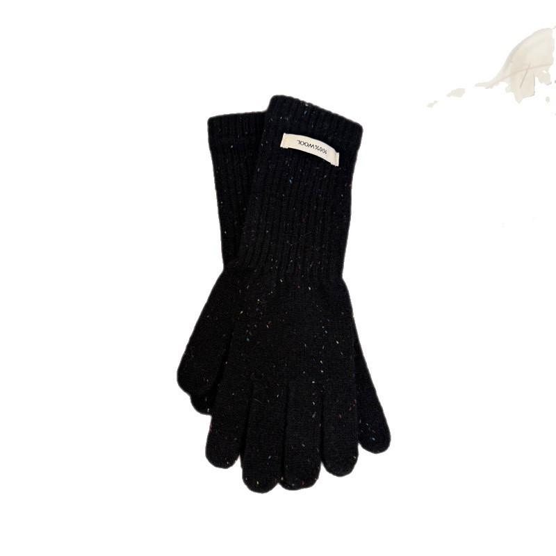 Damen-Touchscreen-Wollhandschuhe - Gesprenkelt, Lang, Warm, Gestrickt, Einfarbig für den Winter