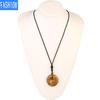 Creative European And American Natural Stone Nostalgic Concentric Ring Safety Clasp Pink Crystal Sweater Necklace