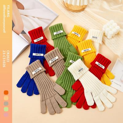 New Autumn and Winter Women's Warm Knitted Gloves Versatile Cold Proof Korean Version of Finger Exposed Solid Color Touch Screen Gloves