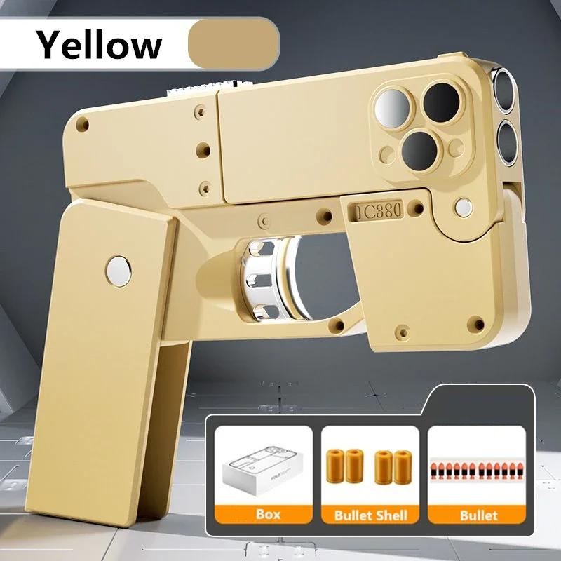 Folding Phone Shape Pistol Gun Toy Soft Bullet Shell Eject Joke Fun 12 Pro Mox Birthday Prank Gifts for Boys