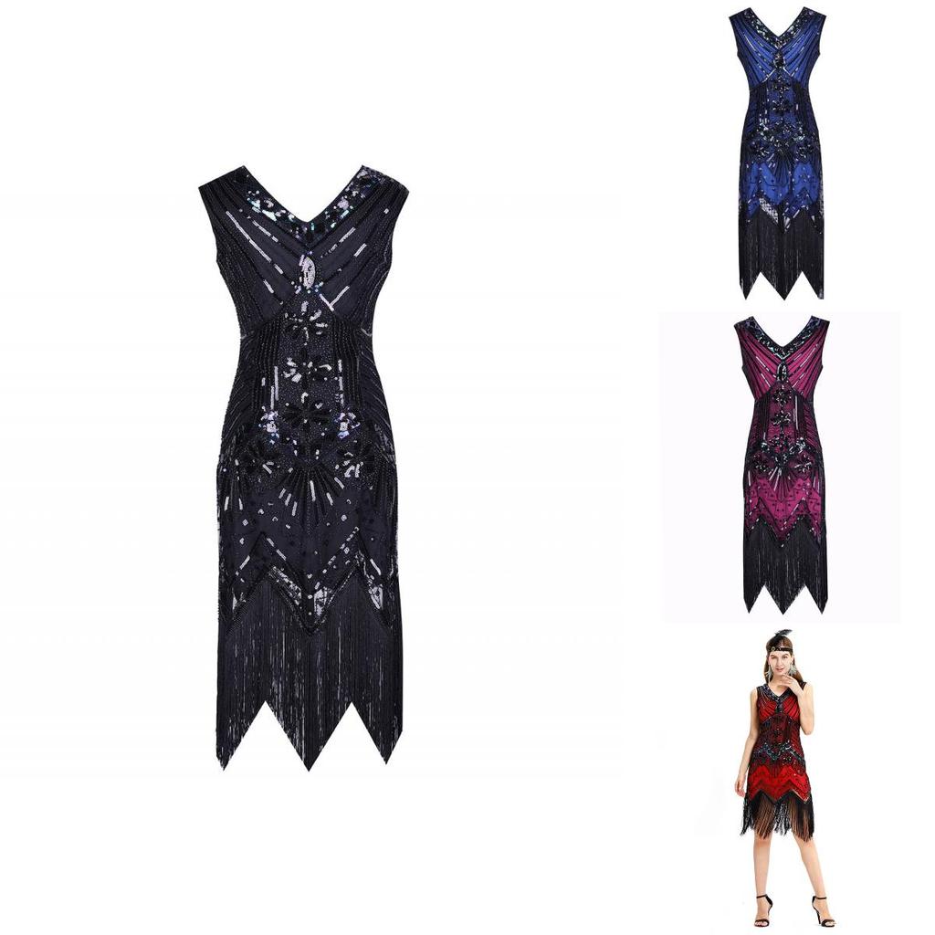 Elegant Gatsby Flapper Beaded Vintage Fringe Sequin Sleeveless Women Party Dresses For Timeless Style
