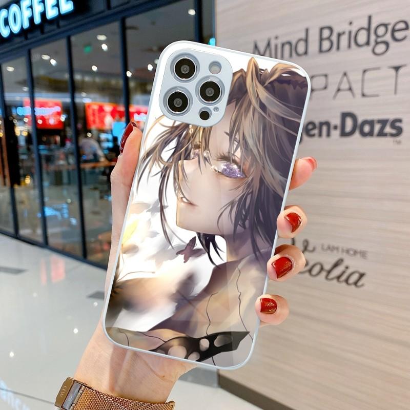 Carcasă de telefon drăguță Kochou Shinobu pentru iPhone 14 13 12 11 Pro Max X XR XS 8 7 Plus, din sticlă lichidă, colorată