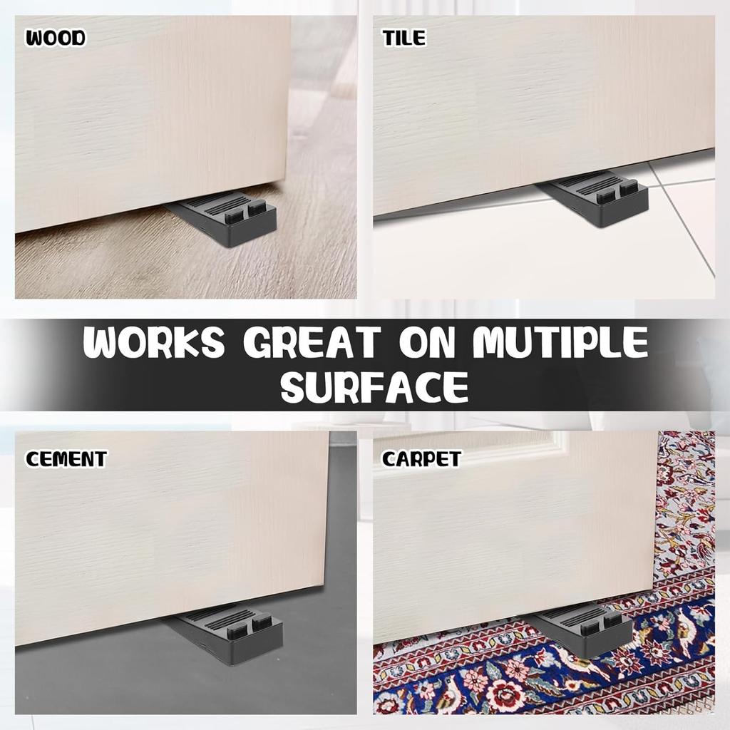 4 Pcs Rubber Door Stoppers for Bottom of Door Wedge Thin Doors Stopper for Carpet Tile Concrete Floor Large Rubber Door Stoppers for Commercial