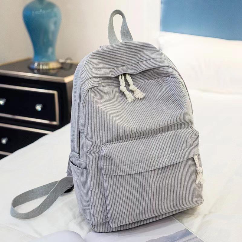Cord-Rucksack, Academy Mode-Schultaschen für Mittel-/Oberschule & College, Niedliches Quasten-Detail, Vielseitige Lässige Tages-Tasche