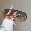 Oversized Popular Vintage Rimless Pilot Sunglasses Women For Men Luxury Brand Designer Outdoor Driving Metal Punk Sun Glasses UV