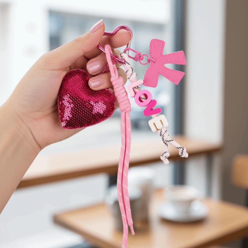 Key Ring Love Pendant Bag Accessories Braided Rope Pendant Love Keychain  Car Key Pendant