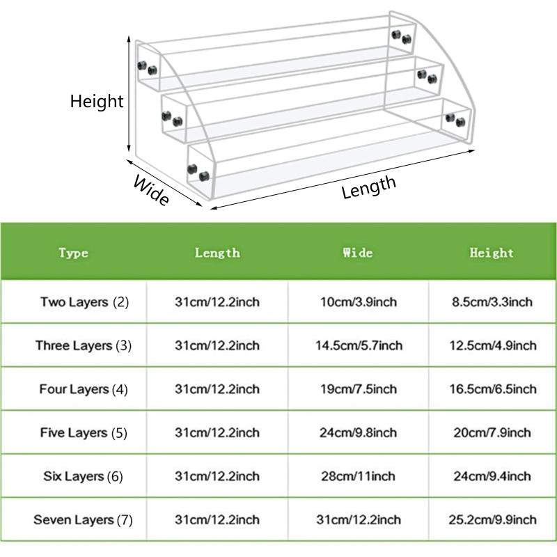 Acrylic Nail Polish Organiser 2-7 Tiers Tier Clear Nail Polish Holder Essential Oil Organiser Shelves Display Rack Stand