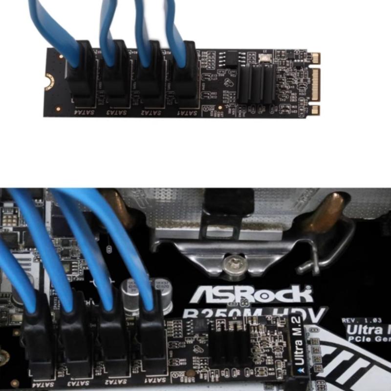 

Nvme To Expansion Card M.2 Pcie M 4 Port Sata3.0 M.2 Sata3 Controller Hdd Ssd Adapter 1pc