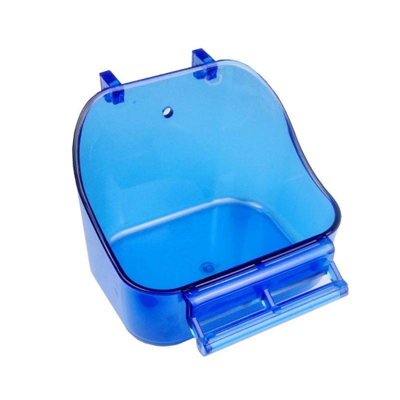 Transparent Bird Food Tray Bath Box Parakeet Caged Bird Bathing Tub with Standing Perch for Small Birds Canary Budgies Parrots