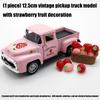 Vintage Classical Strawberry Truck Alloy Decoration Miniature Vehicle Model with Mini Faux Strawberries For Indoor Display Gift