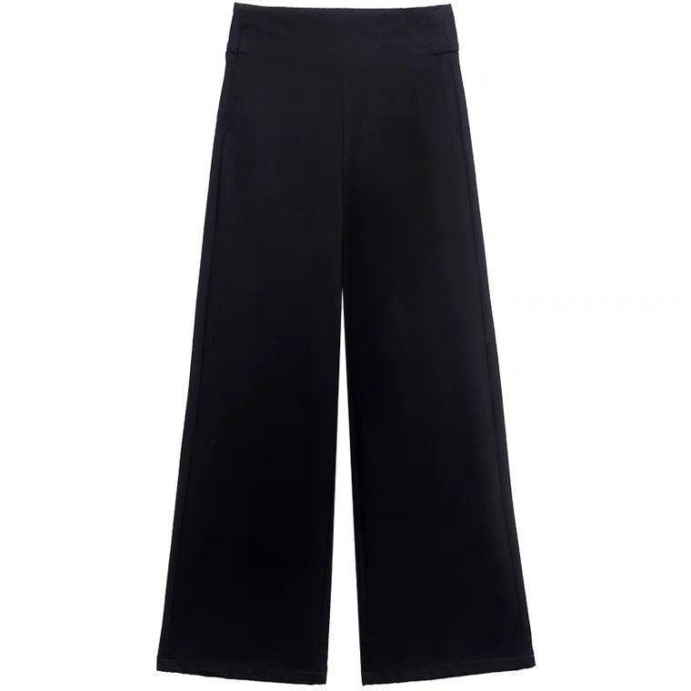 

Mom s Wide-Leg Black Pants: Plus Size, High-Waist, Slimming, Straight-Leg Design for Middle-Aged and Elderly Women. S for 85-90 jin